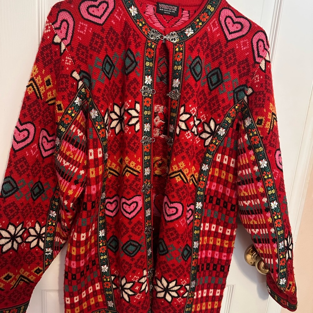 Women's Red Cardigan Sweater